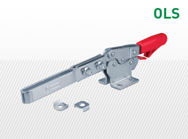 OLS típusú, horizontális leszorítók, kioldásgátló karral és hosszított leszorítóval
